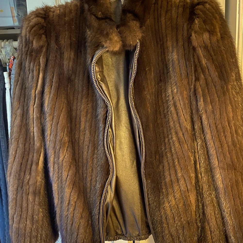 Vintage reversible leather/mink jacket.
